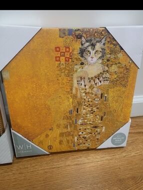 Gustav Klimt styled Cat unframed canvas print